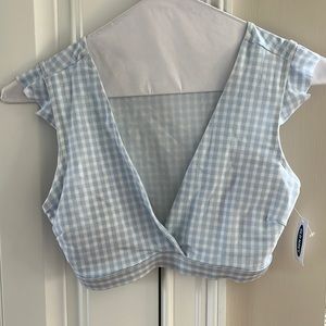 Gingham blue/white bikini top